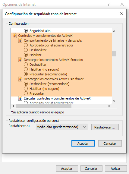 Controles y complementos de Active X